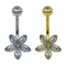 Çiçek Markiz Kristalleri Gümüş Altın Göbek Göbek Yüzüğü Cerrahi Çelik Piercing 14G